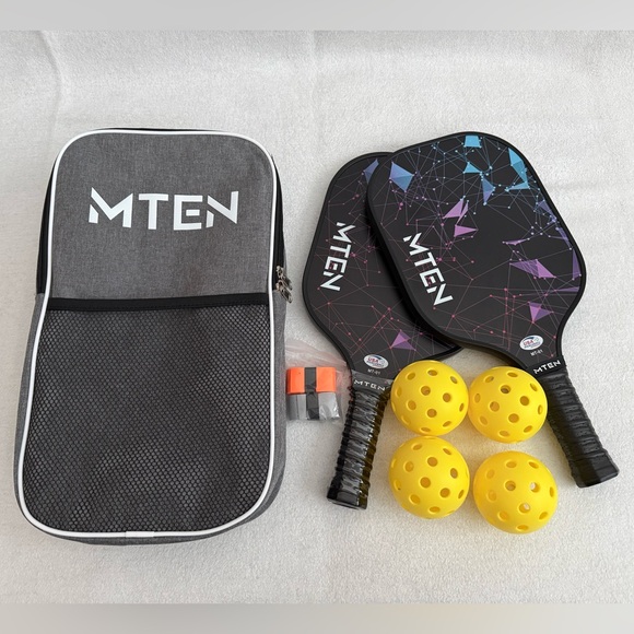 MTEN Other - MTEN Pickleball Paddle Set with Balls and Carry Bag USAPA Approved Paddles